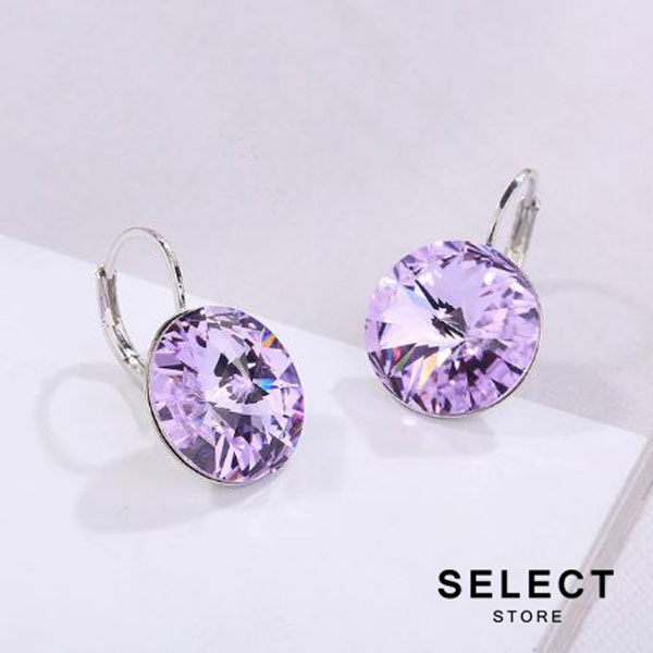 Aretes Colgantes SWAROVSKI CRYSTALS RIVOLI morado