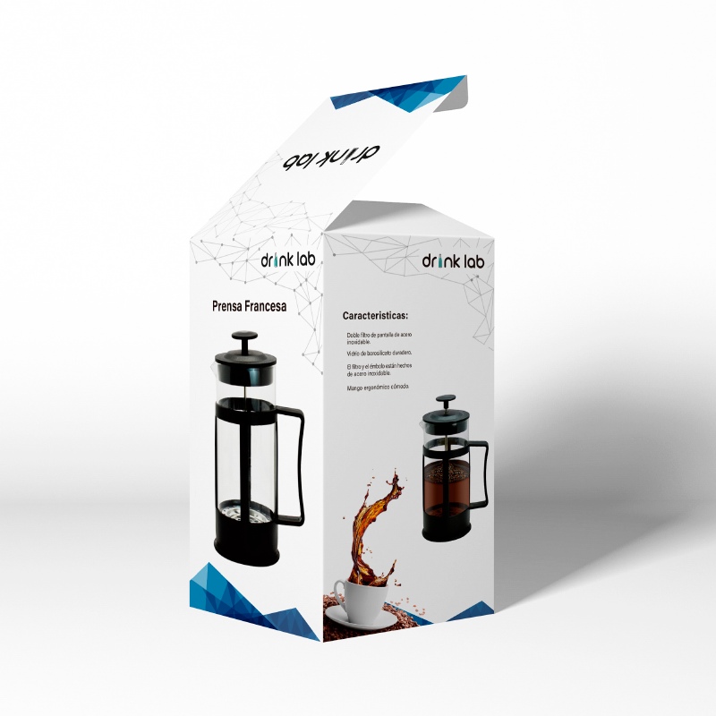 4 Cafeteras Prensa Francesa Negra 350ml Individual Drink Lab Té Café Vidrio