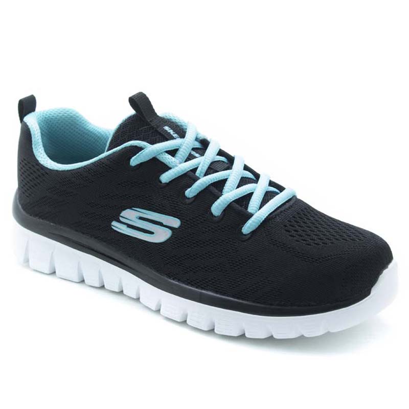 TENIS SKECHERS 12615 NEGRO/TURQUESA DAMA