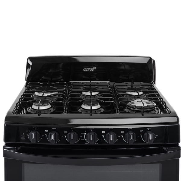 Estufa Acros 30 Pulgadas con 6 quemadores Negra 