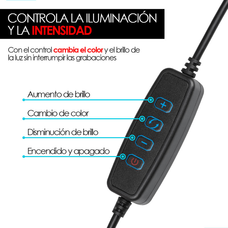 Soporte para Celular Tipo Selfie con Aro de Luz LED Redlemon.