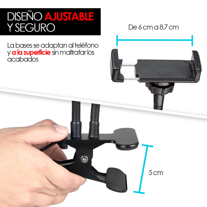 Soporte para Celular Tipo Selfie con Aro de Luz LED Redlemon.