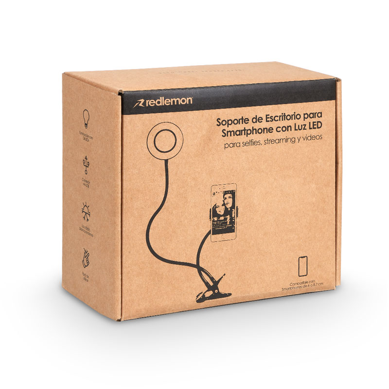 Soporte para Celular Tipo Selfie con Aro de Luz LED Redlemon.