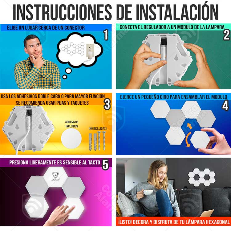 Hexagonal Lampara Sensible Al Tacto Touch Iluminacion Led 10 Modulos De Luz Pared Personalizado 