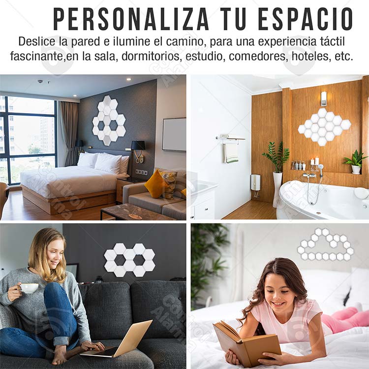 Hexagonal Lampara Sensible Al Tacto Touch Iluminacion Led 10 Modulos De Luz Pared Personalizado 