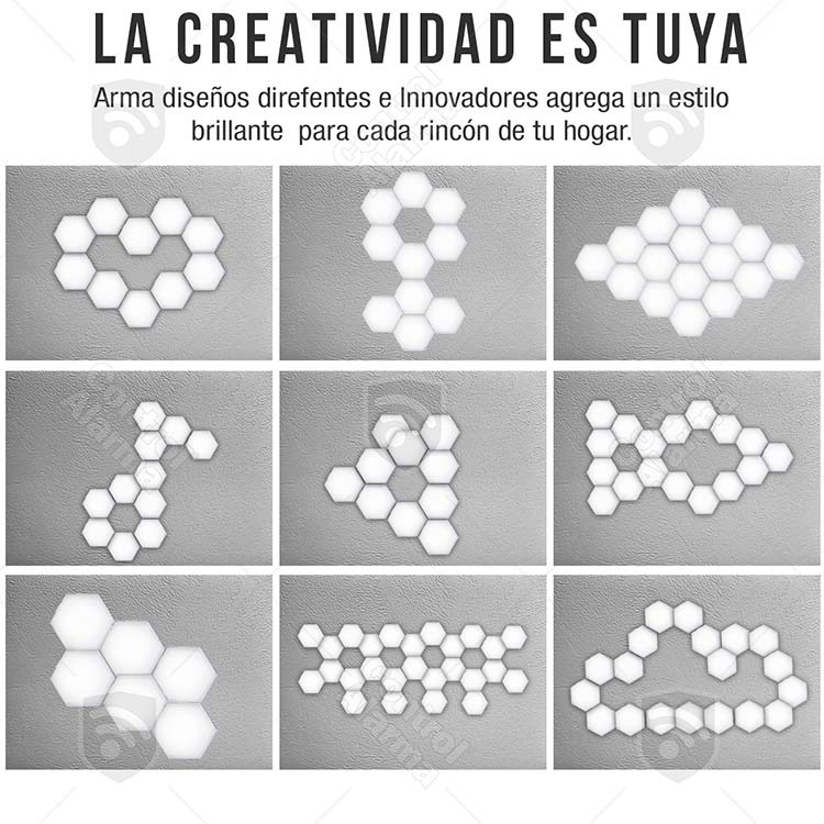 Hexagonal Lampara Sensible Al Tacto Touch Iluminacion Led 10 Modulos De Luz Pared Personalizado 