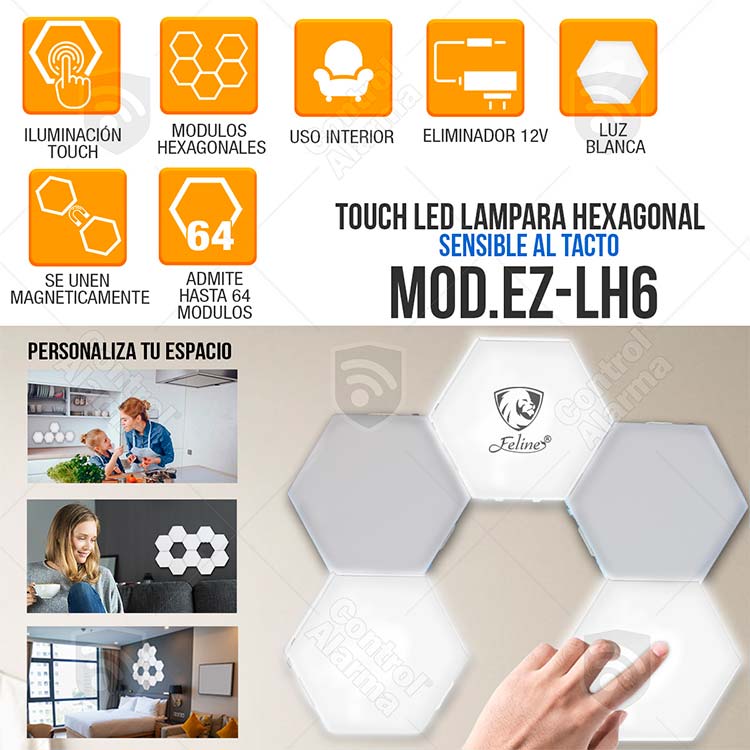 Hexagonal Lampara Sensible Al Tacto Touch Iluminacion Led 15 Modulos De Luz Pared Personalizado 