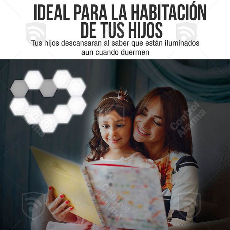 Hexagonal Lampara Sensible Al Tacto Touch Iluminacion Led 15 Modulos De Luz Pared Personalizado 