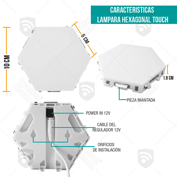 Hexagonal Lampara Sensible Al Tacto Touch Iluminacion Led 15 Modulos De Luz Pared Personalizado 