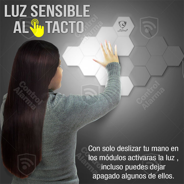 Hexagonal Lampara Sensible Al Tacto Touch Iluminacion Led 15 Modulos De Luz Pared Personalizado 