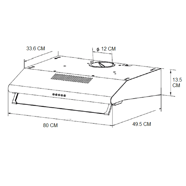 Campana extractora para cocina de 80cm SUPRA CB-80 en acero inoxidable