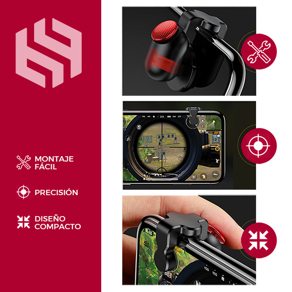 Gatillos para Celular L1 R1 Baseus Red Dot Negro