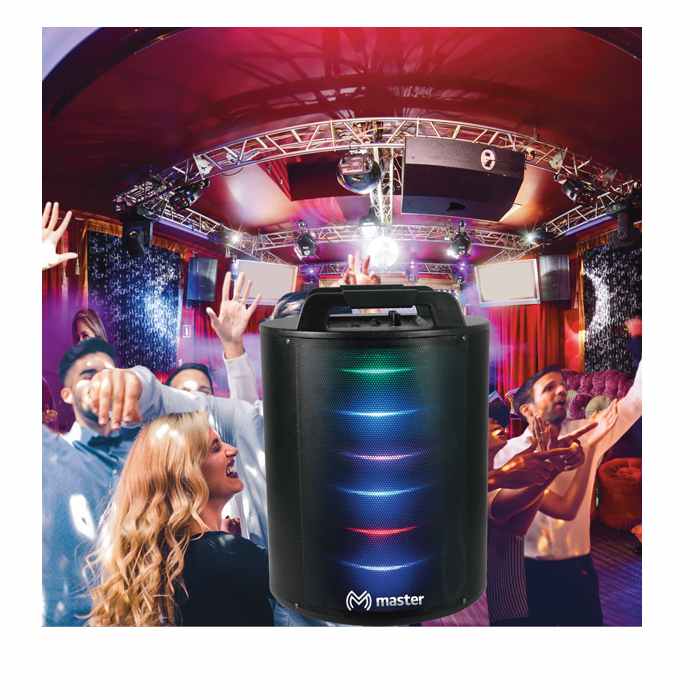Master Sistema de Audio Portátil Recargable con 5000 Watts de Potencia y Sonido Envolvente a 360 Grados