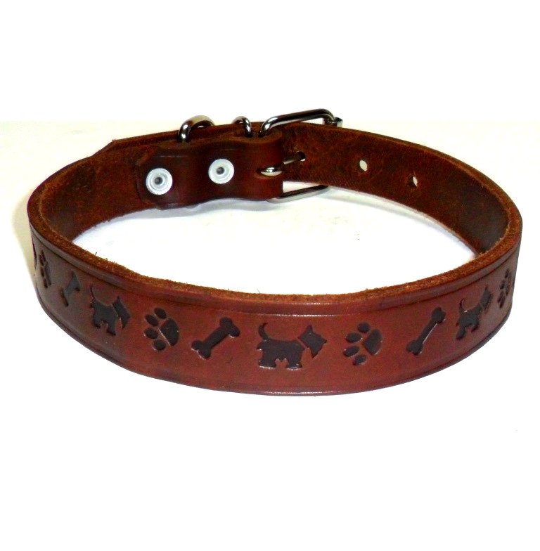 Collar para perro grande piel natural estampado