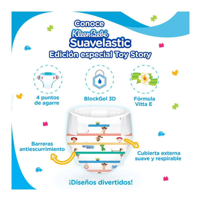 Pañales Kleen Bebé Suavelastic Jumbo 90 pzas