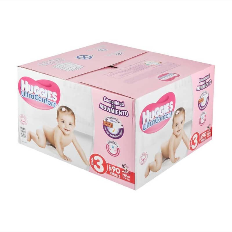 Pañales Etapa 3 Huggies Ultraconfort Niña 90 Pzas