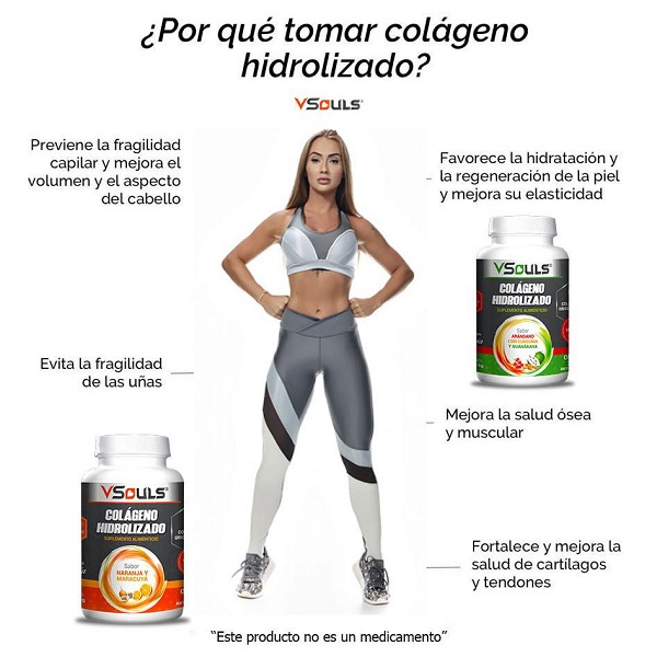 Colageno Hidrolizado VSouls Sabor Naranja Maracuya 1200 Grs