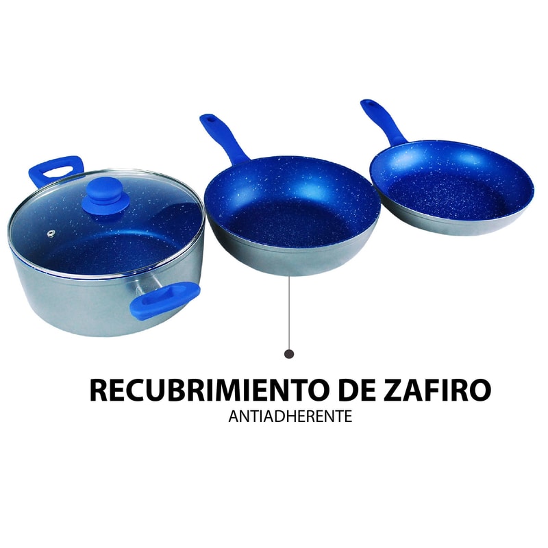 Juego De Sartenes De Zafiro Antiadherente Flavor Pan