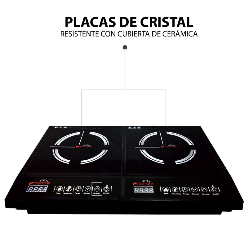 Parrilla Doble De Inducción Magnética E Cocinare