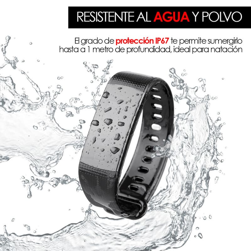 Redlemon Pulsera Inteligente Deportiva Resistente al Agua con Monitor de Ritmo Cardiaco, Podómetro, Calorías y Distancia, Notificación de Mensajería y Redes, Batería Recargable, Android y iOS, Mod. S4