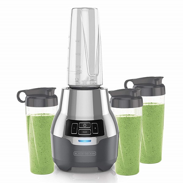 Licuadora Personal Black + Decker PB2004G 600 Watts con 4 Vasos Plata