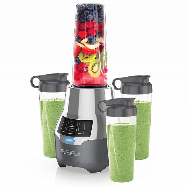 Licuadora Personal Black + Decker PB2004G 600 Watts con 4 Vasos Plata