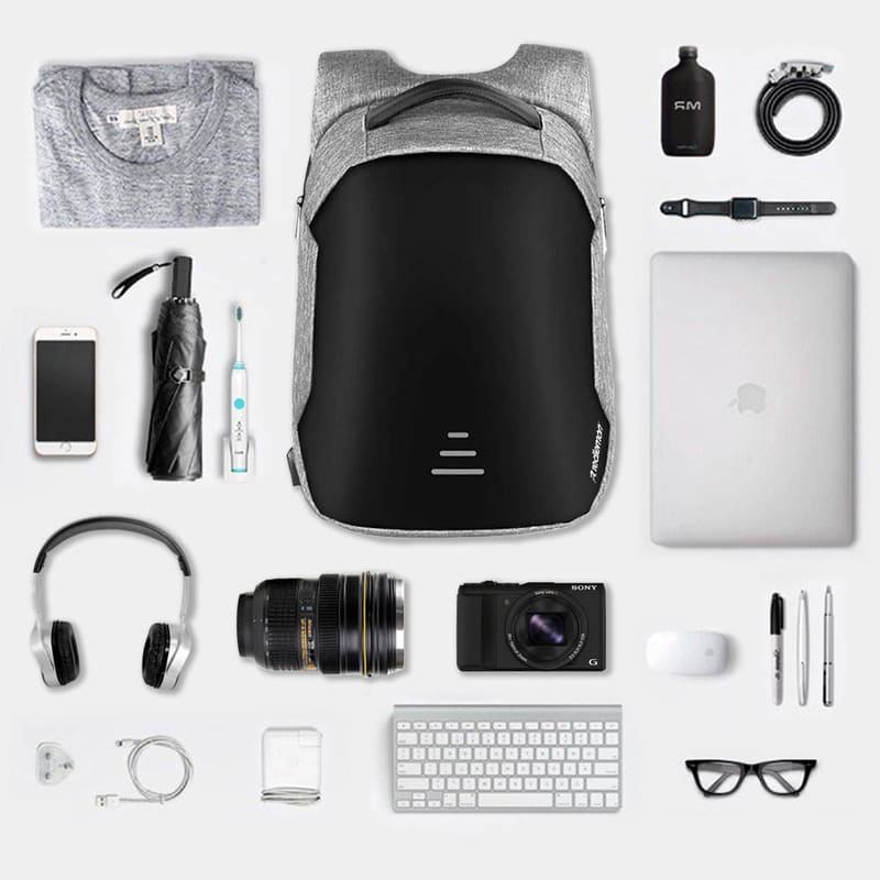 Redlemon Mochila Antirrobo Impermeable para Laptop, con Puerto USB para Power Bank y Audífonos, Cierre de Protección y más