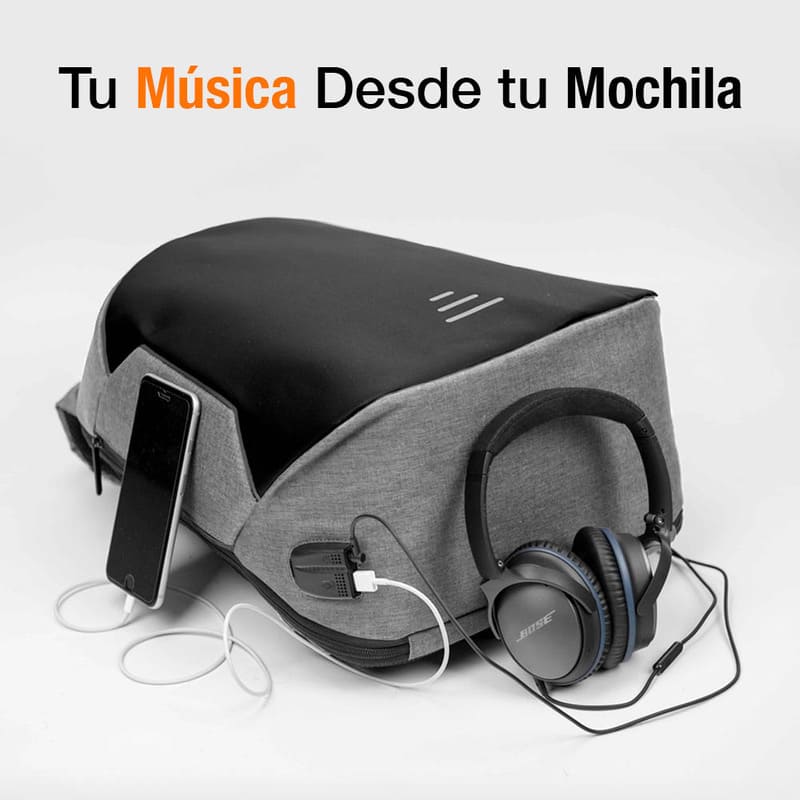 Redlemon Mochila Antirrobo Impermeable para Laptop, con Puerto USB para Power Bank y Audífonos, Cierre de Protección y más