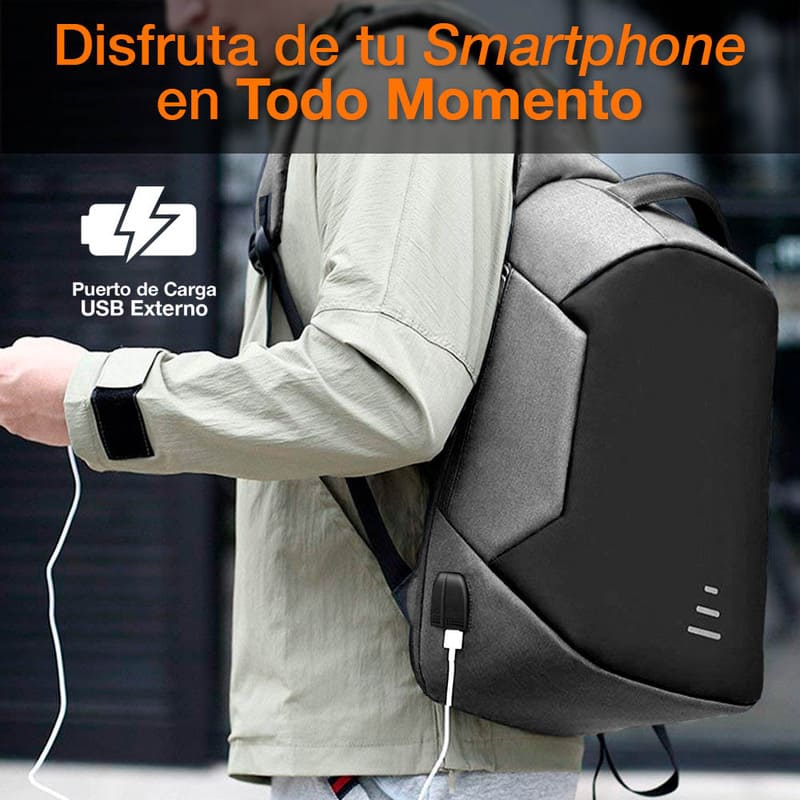 Redlemon Mochila Antirrobo Impermeable para Laptop, con Puerto USB para Power Bank y Audífonos, Cierre de Protección y más