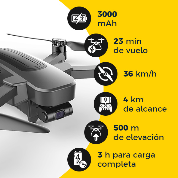 Dron BINDEN ZINOPRO STD Profesional Cámara 4K con Estabilizador Gimbal, 4 km de alcance 