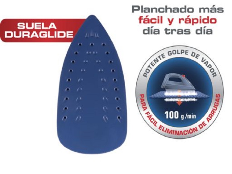 Plancha Steam Essential T-Fal FV1023XO Suela Duraglide Azul