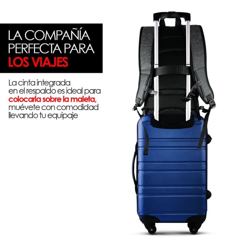 Mochila Antirrobo Impermeable para Laptop Puerto USB Redlemon