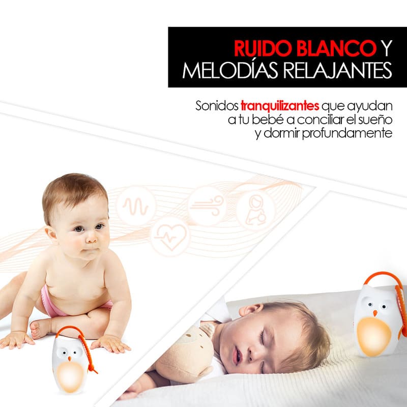 Bocina Con Luz para Bebé Con Ruido Blanco Portátil Búho Redlemon