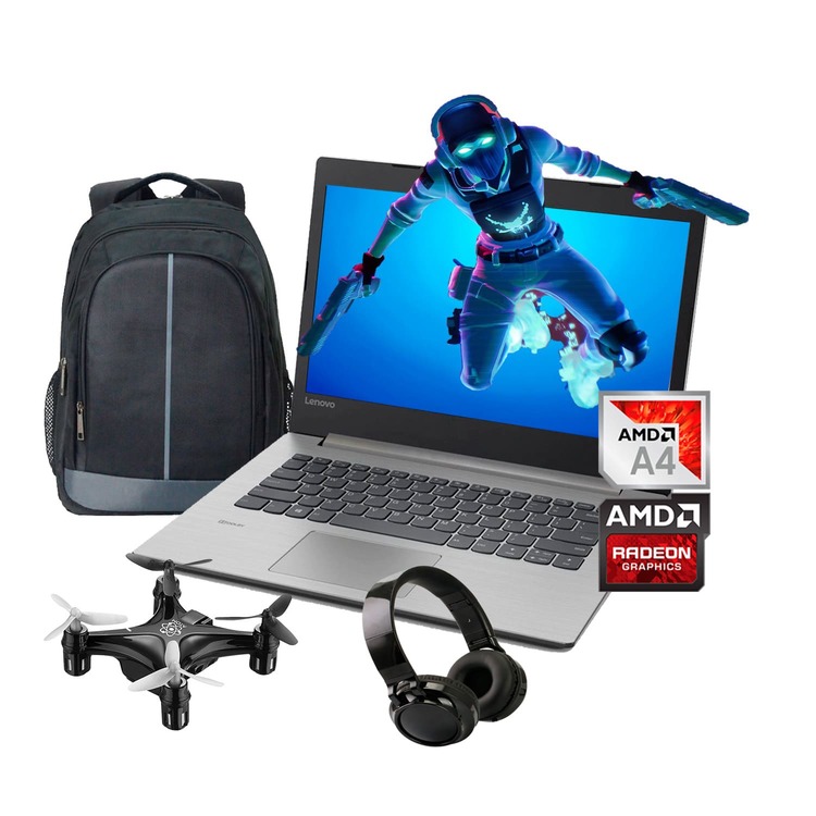 Laptop Lenovo S145-14Ast Amd A4-9125 500Gb Ram 4Gb + Mochila + Diadema + Micro Drone / 1 Año De Garantía