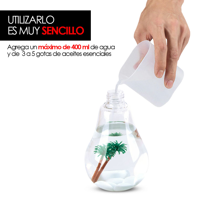 Humidificador y Difusor Aromaterapia en Forma de Foco Redlemon