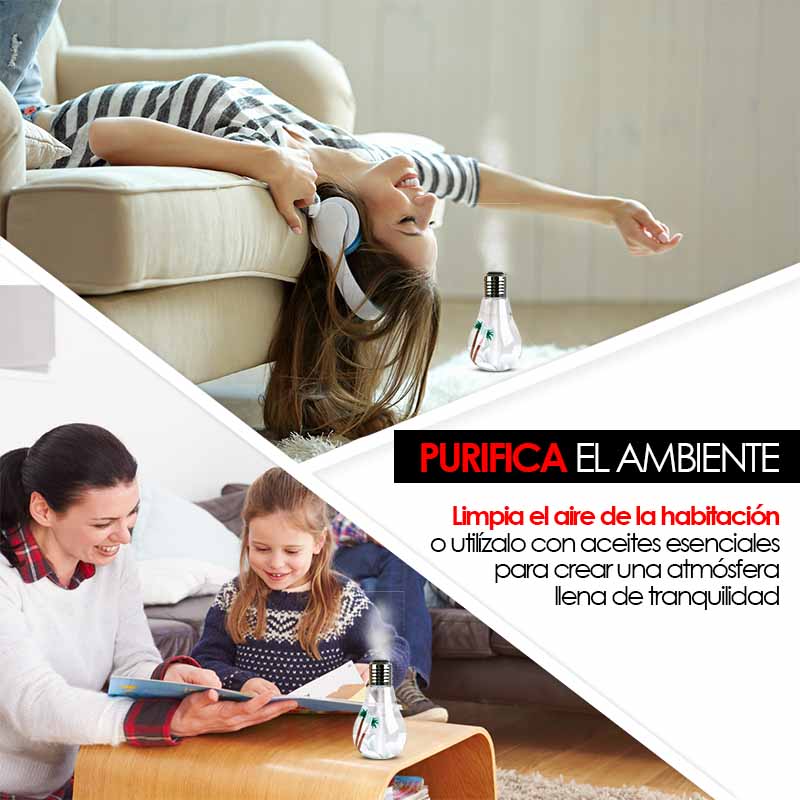 Humidificador y Difusor Aromaterapia en Forma de Foco Redlemon