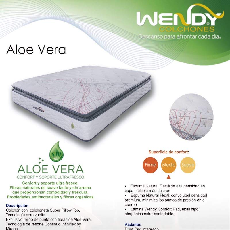 Colchon Aloe Vera Wendy - Super pillow top King size