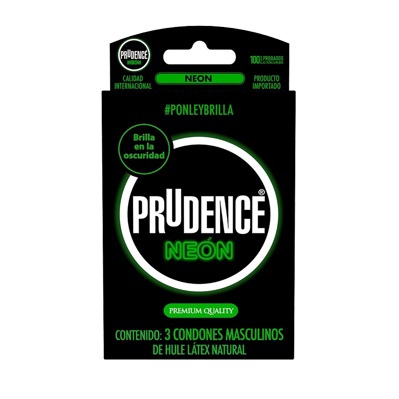 Cartera De 3 Condones Prudence Neon, Brillan En La Oscuridad