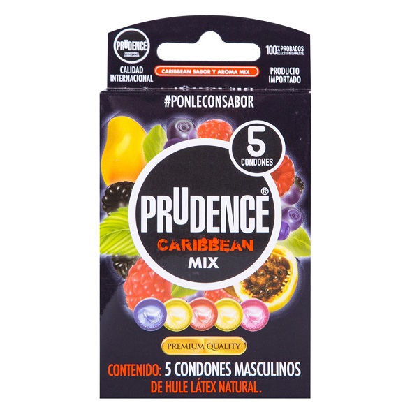 Cartera De 5 Condones Prudence Sabor Y Aroma - Caribbean Mix