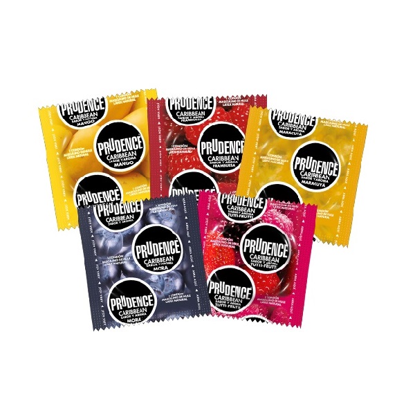 Cartera De 5 Condones Prudence Sabor Y Aroma - Caribbean Mix