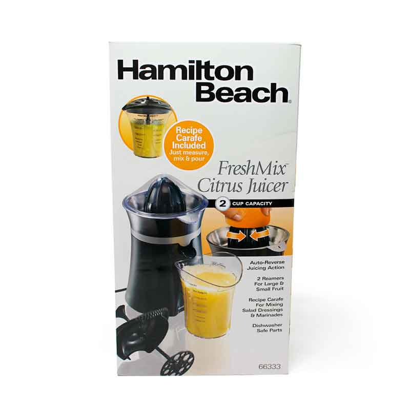 Exprimidor De Cítricos Con Motor Reversible y Vaso con Colador Negro Hamilton  Beach 66333