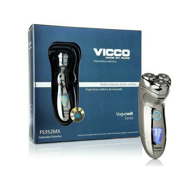 Rasuradora Electrica Vicco By Flyco 3 cabezas triple linea de corte Wet & Dry y Display