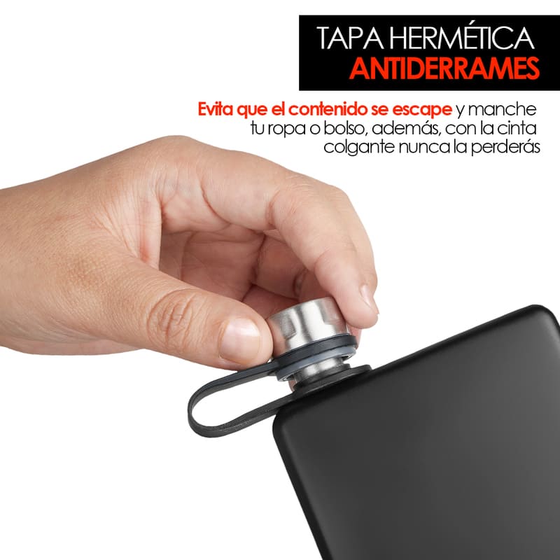 Redlemon Licorera Premium y Ánfora de Bolsillo de 8 Onzas (236 ml), Tapa Hermética Antiderrames, Fabricada en Acero Inoxidable Doble Capa para Mantener la Temperatura, Ideal para Regalo o Campamento