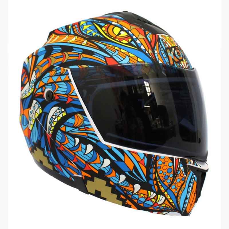 CASCO KOV STEALTH ALEBRIJE AZUL  ABATIBLE PARA MOTO