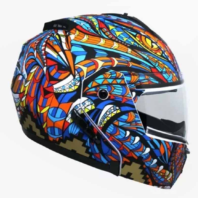 CASCO KOV STEALTH ALEBRIJE AZUL  ABATIBLE PARA MOTO