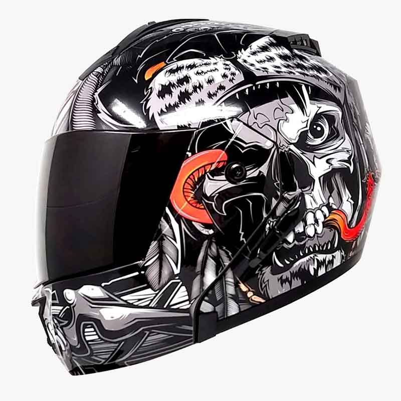 CASCO KOV STEALTH TLATOANI NEGRO  MATE ABATIBLE CERTIFICADO MOTO