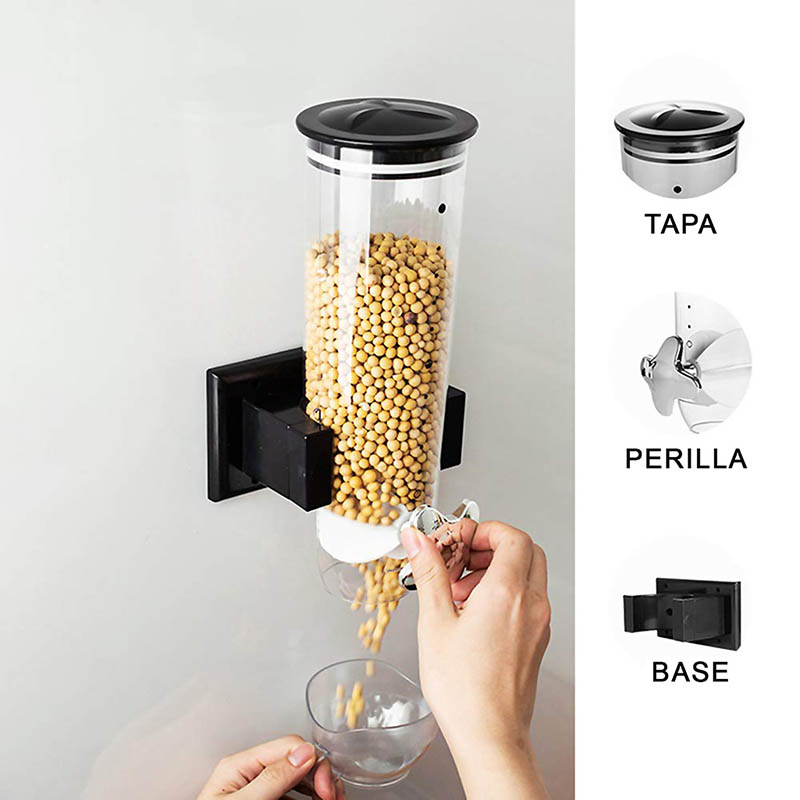 Dispensador de Cereal para Pared - Negro