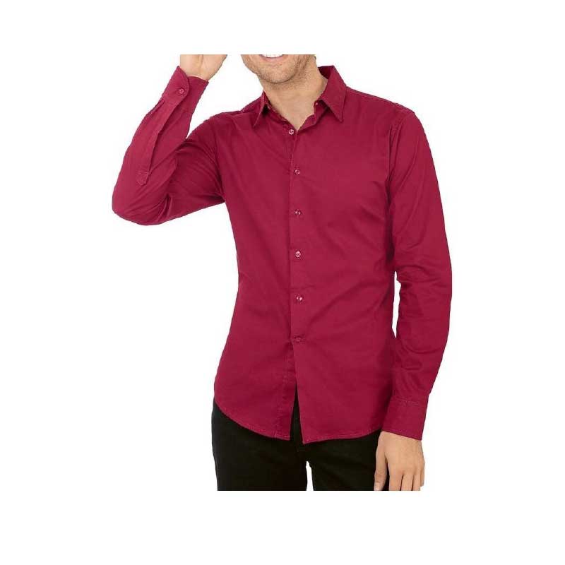 camisa rojo vino hombre