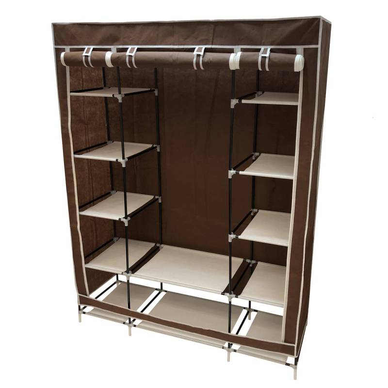 Rack organizador Closet para colgar ropa y zapatera Grande 11 repisas CAFÉ