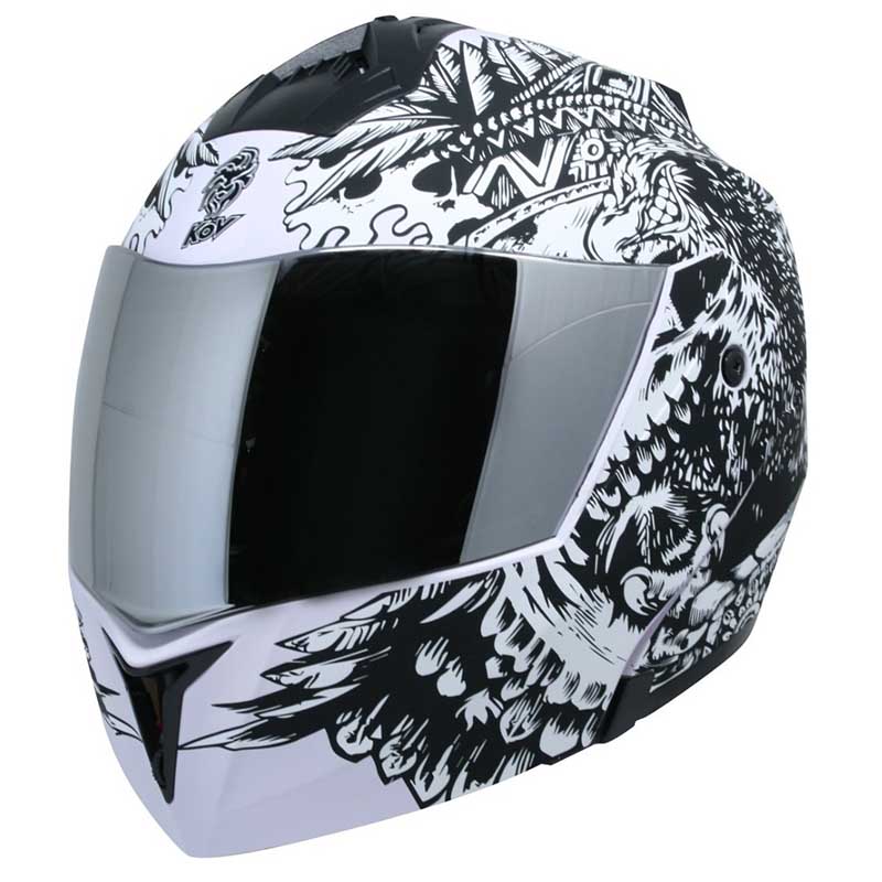 CASCO KOV STEALTH ZAPATA BLANCO ABATIBLE CERTIFICADO PARA MOTO